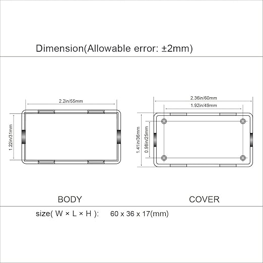 LeMotech Project Box 10 Pieces ABS Plastic Electrical Project Case Small Junction Box for Electronics White 2.36 x 1.42 x 0.67 inch (60 x 36 x 17 mm) - Image 7