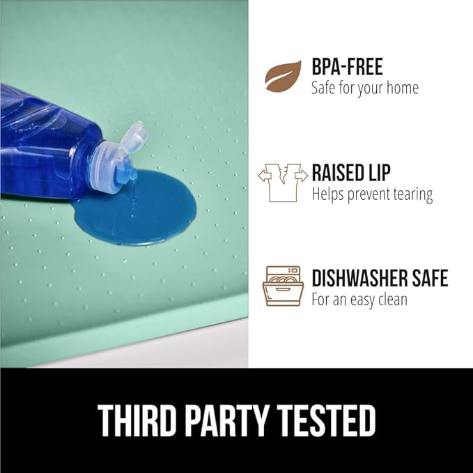 GORILLA GRIP Waterproof Silicone Under Sink Mat with Raised Lip for Kitchen and Bathroom, 34 x 22 in, Cabinet Shelf Liner Stay in Place Mats Dishwasher Safe Drawer Liner, Organizer Tray, Mint - Image 4