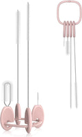 YOTIME Standing Straw Cleaner Brush Set, 4in1 Reusable Straw Brushes with Holder Ring, for Wide and Narrow Straws, Tumblers, Water Bottles and Cups, Pink by YOTIME