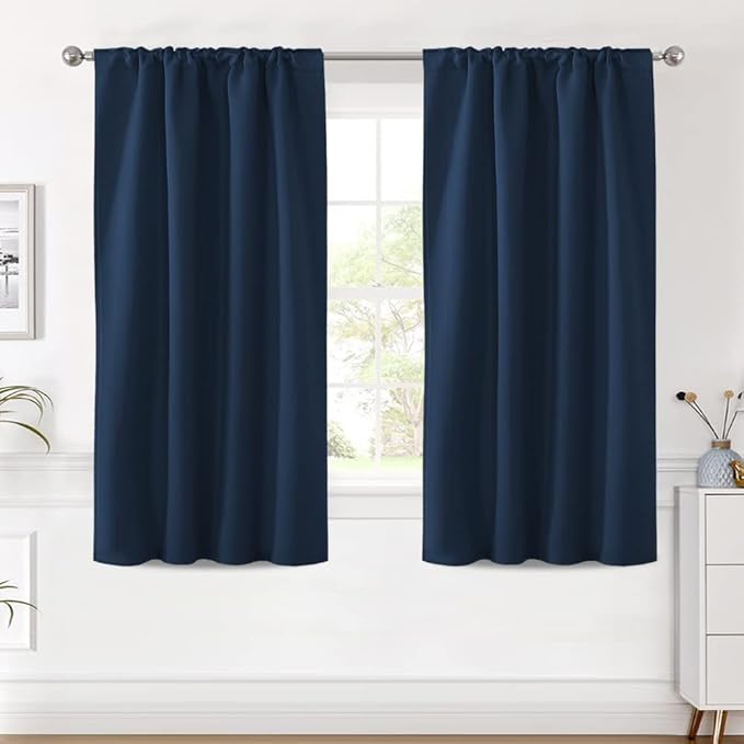 H.VERSAILTEX Blackout Curtains Thermal Insulated Window Treatment Panels Room Darkening Blackout Drapes for Living Room Back Tab/Rod Pocket Bedroom Draperies (2 Panels, Navy Blue, 42 x 54 Inch) - Image 2