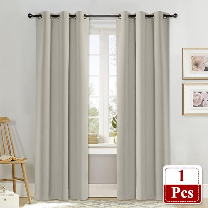 NICETOWN Natural Room Darkening Curtain and Drape Energy Efficient Warmth Solid Grommet Curtain for Office & Classroom (Sold Individually, 42 inches Wide by 84 inches Long) - Image 2