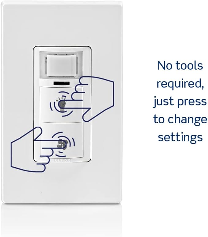 Leviton Dual Combination Humidity Sensor with Separate Light Switch, Automate Bathroom Exhaust Fan, Air Circulation, Moisture Control, Single Pole/Single Pole, ¼ HP, DHD05-1LW, White - Image 6