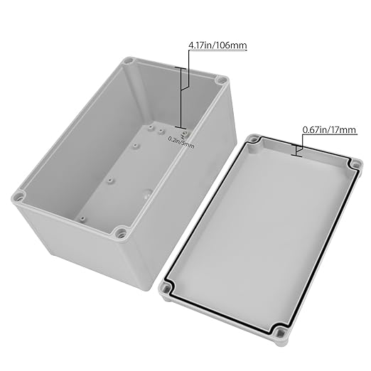Junction Box，9.8"x 5.9"x 5.1" Outdoor Electrical Box with Mounting Plate, IP67 Dustproof Waterproof ABS Plastic Project Box, DIY Electrical Enclosure Gray (250x 150x 130 mm) - Image 3