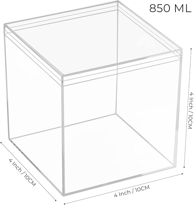 Large Acrylic Box with Lid 4 Pieces Clear Display Box Plastic Square Cube Wedding Candy Box Jewelry Collectibles Storage Containers Valentine's Day Decorative Boxes 4x4x4Inch - Image 2