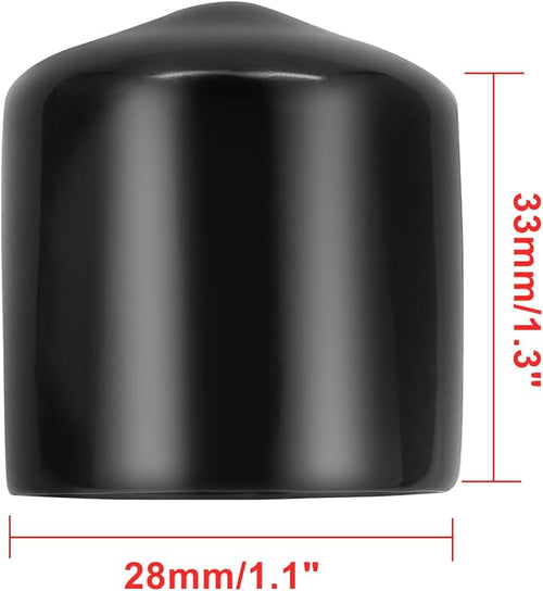 12 Pcs Round Rubber End Caps 1.1" (28mm) ID Vinyl Flexible Bolt Chair Foot Covers Screw Thread Chair Leg Protectors for Round Tubing Bolt Desk Chair Leg (Black) - Image 2