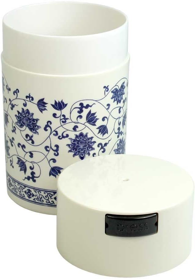 Tightpac America, Inc. Teavac 6-Ounce Vacuum Sealed Tea Storage Container, White Floral Design - Image 2