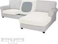 Easy-Going Stretch 3 Pieces Couch Cushion Covers for Sectional Sofa Left/Right L Shape Chaise Lounge Sofa Seat slipcover Anti-Slip Sofa Cover Soft (2 Seater + 1 Chaise, Cream) by Easy-Going