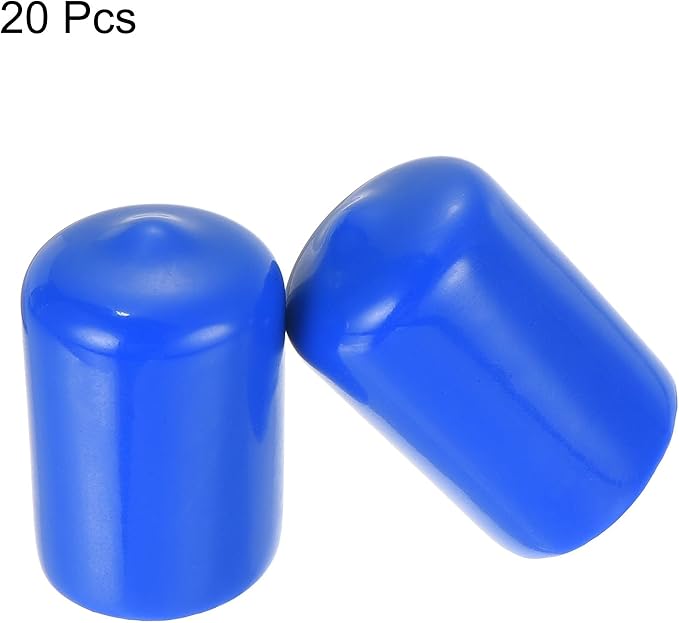 uxcell 20pcs Rubber End Caps 18mm ID Vinyl Round Tube Bolt Cap Cover Screw Thread Protectors Blue - Image 2