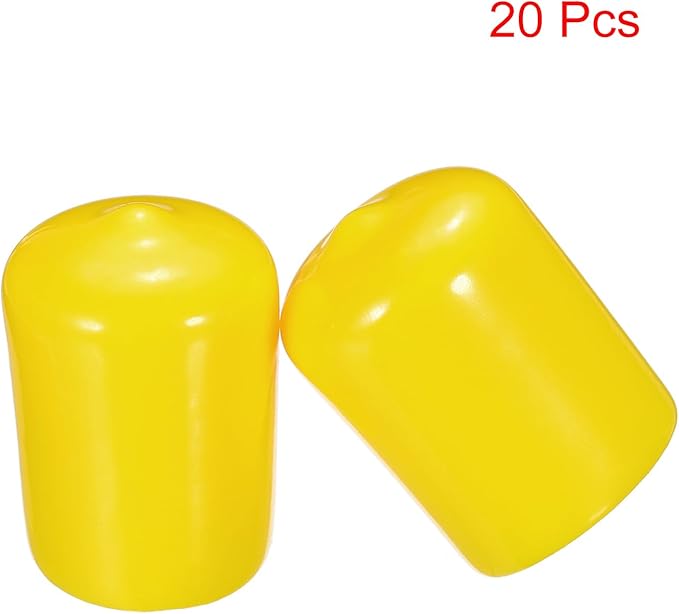uxcell 20pcs Rubber End Caps 19mm(3/4") ID Vinyl PVC Round Tube Bolt Cap Cover Screw Thread Protectors Yellow - Image 2