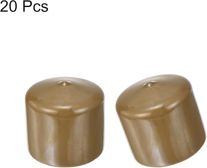 uxcell 20pcs Rubber End Caps 48mm(1 7/8") ID Vinyl PVC Round Tube Bolt Cap Cover Screw Thread Protectors Light Brown - Image 2