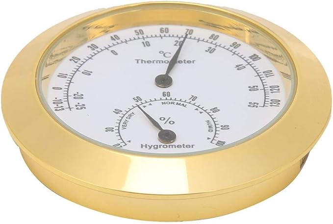 Tbest Guitar Analog Hygrometer,Round Alloy Digital Thermometer Hygrometer Humidity Temperature Meter for Violin Guitar Case for Indoor and Outdoor - Image 3