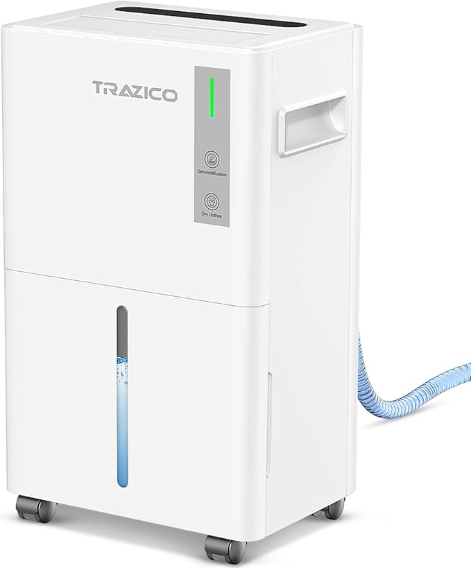 1500 Sq.ft Dehumidifier for Basement, Trazico 21 Pint Quiet Dehumidifiers for Home with Drain Hose, Smart Humidity Control, 3 Modes, 24H Timer, Auto Defrost, for Large Room, Bedroom, and Bathroom by Trazico