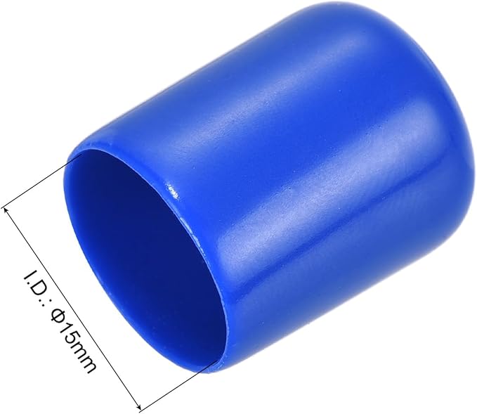 uxcell 20pcs Rubber End Caps 15mm ID Vinyl Round Tube Bolt Cap Cover Screw Thread Protectors Blue - Image 3