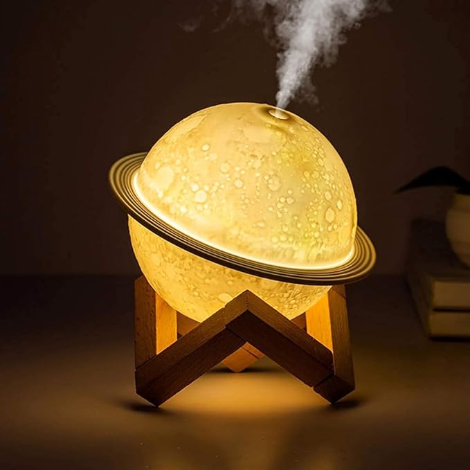 Moon Lamp Humidifier, 2 in 1 Moon Night Light & Humidifiers with USB Recharge, 3 Colors 3D LED Moon Light with Stand, Aromatherapy Diffuser for Kids Friend Lover Birthday Gift Bedroom Home Decor 200ml by Blingbin