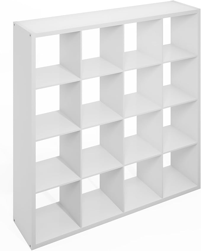 Furinno Simple Cube Storage Organizer, 16-Cube Display Shelf, Open Back Shelving Unit, Storage Shelves, Extra Thick Frame, for Organization and Storage, Living Room, Home Office, White - Image 6