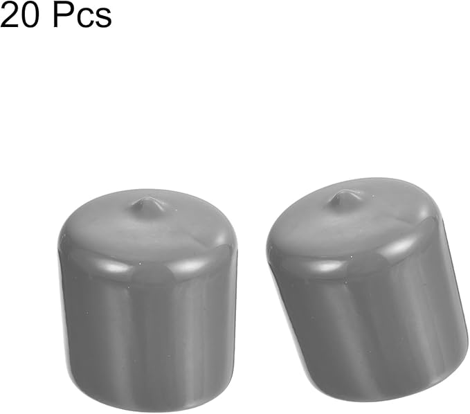 uxcell 20pcs Rubber End Caps Protective Caps 33mm ID Vinyl PVC Round Tube Bolt Cap Cover Screw Thread Protectors, Light Grey - Image 2