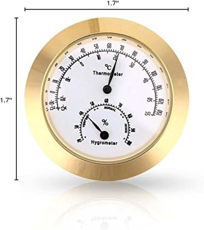Round Thermometer Hygrometer, Humidity Temperature Meter for Violin Guitar Case Instrument Care(Gold) - Image 2