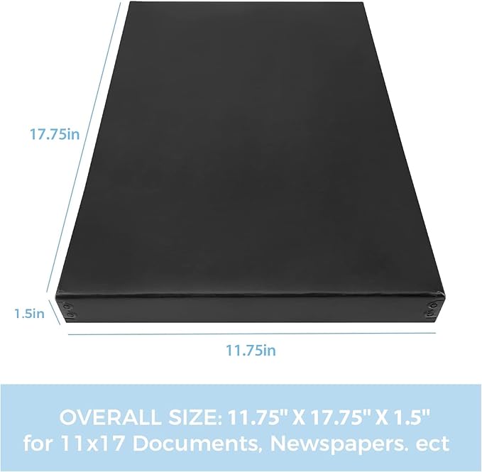 Lineco Museum Archival Storage Box, 11.75x17.75x1.5 in. Drop Front Design. Acid-Free with Metal Edge. Organize Photos, Pictures, Prints, Documents, Crafts, DIY. Black, 2 Pack - Image 2