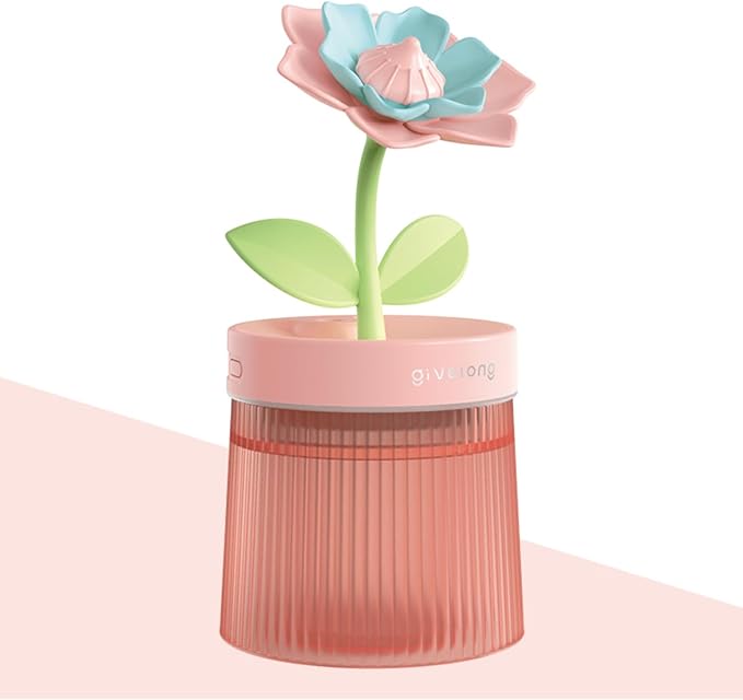 Cute Mini Humidifier 320mL Cool Mist Humidifie mute with 2 Mist Modes,for Home/Nursery/Office,Portable Mini Air Moisturizer,rechargeable mini humidifier(Gardenia pink) by Unknown