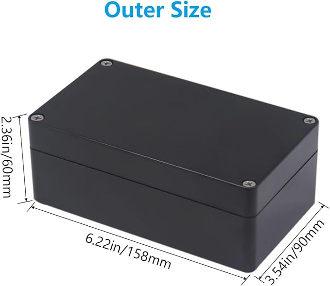 Outdoor Waterproof Junction Box IP67 Project Box ABS Black Electrical Boxes Electronic Enclsoure for DIY Project 6.2 x 3.5 x 2.4 inch (158x90x60mm) - Image 2