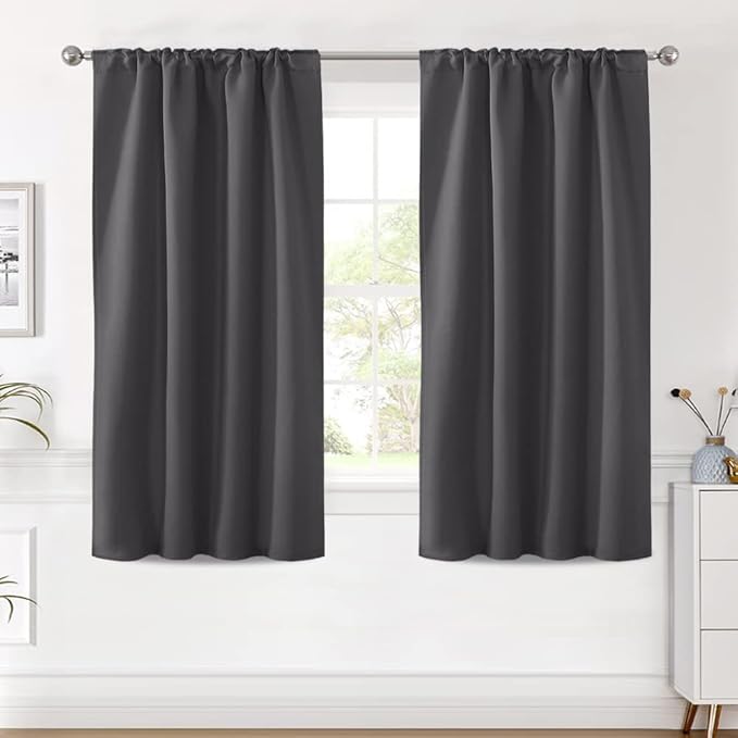 H.VERSAILTEX Blackout Curtains Thermal Insulated Window Treatment Panels Room Darkening Blackout Drapes for Living Room Back Tab/Rod Pocket Bedroom Draperies (2 Panels, Charcoal Gray, 42 x 54 Inch) - Image 2