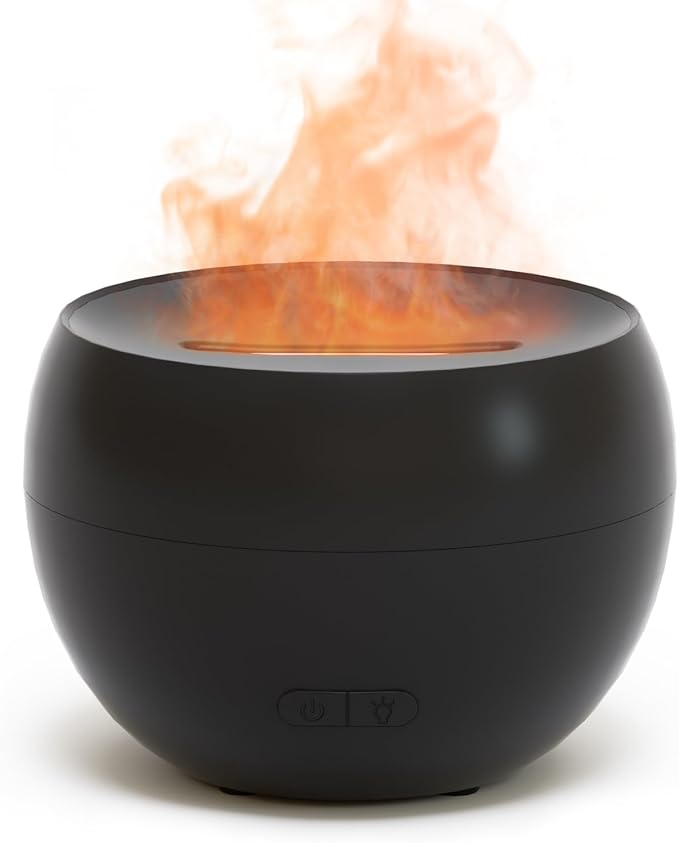 SALKING Flame Diffuser for Essential Oils, Fire Aromatherapy Essential Oil Diffuser, 150ml Ultrasonic Cool Mist Humidifier with Auto-Off Function, Small Diffuser for Home,Office,Bedroom,Gift (Black) by SALKING