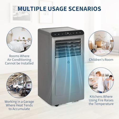 8000 BTU Portable Air Conditioners, 3 in-1 Portable AC Unit with Dehumidifier, Quiet Air Conditioner for Bedrooms and Offices up to 350 Sq.Ft, Remote Control & 24H Timer, Grey & Black - Image 3