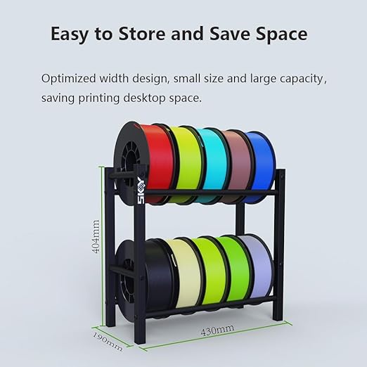 Lutyr Skouphy 3D Printer Filament Storage Rack, 2 Tier Filament Spool Holders for PLA/ABS/TPU, Filaments Organzied for 3D Printing Studio, Office Workshop,Storage 10 roll Pack - Image 5