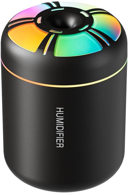 180ml Portable Small Humidifier with Colorful LED Night Light, USB Personal Desktop Humidifier for Car Home Office Travel, Auto Shut-Off, 2 Mist Modes, Super Quiet by HKTOPCNE