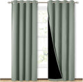 NICETOWN 100% Blackout Window Curtain Panels, Cold and Full Light Blocking Drapes with Black Liner for Nursery, 84 inches Drop Thermal Insulated Draperies (Greyish Green, 2 Pieces, 52" Wide per Panel) by NICETOWN