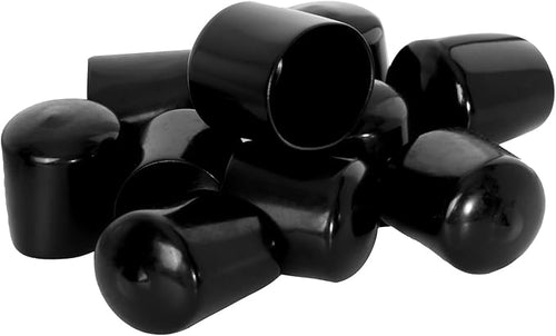 10 PCS Black Round Vinyl Rubber End Caps Kits, Flexible Screw Thread Protectors Safety Cover for Metal Tubing Rod Bolt, 35mm (7/5 inch) by Zinkebol