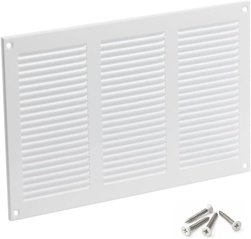 10x6 inch (Duct Opening) Vent Cover - White Ventilation Covers for Wall and Ceiling - Metal Return Grille - HVAC AC Air Vents Register for Indoor and Outdoor Use with Mesh by ABOUT+VENT