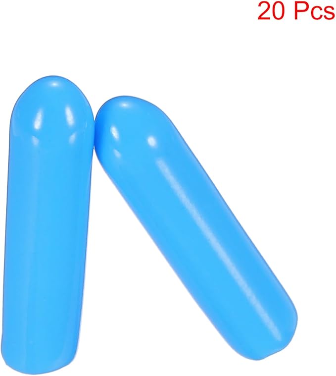 uxcell 20pcs Rubber End Caps 3mm(1/8") ID Vinyl PVC Round Tube Bolt Cap Cover Screw Thread Protectors,Light Blue - Image 2
