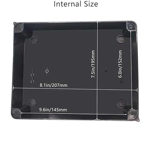 Junction Box, Reserved Holes Electrical Boxes Waterproof IP65 ABS Plastic Electrical Power Cord Enclosure Project Box Black 10 x 7.9 x 3.1 inch(255x200x80mm) - Image 5