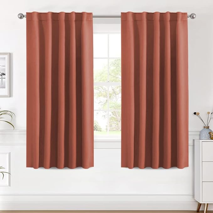 H.VERSAILTEX Blackout Curtains Thermal Insulated Window Treatment Panels Room Darkening Blackout Drapes for Living Room Back Tab/Rod Pocket Bedroom Draperies (2 Panels, Orange, 42 x 63 Inch) by HVERSAILTEX