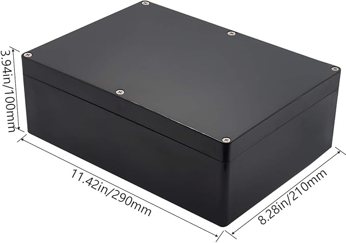 Project Box IP65 Waterproof Junction Box ABS Plastic Black Electrical Boxes DIY Electronic Project Case Power Enclosure 11.42x8.27x3.94 inch (290x210x100 mm) - Image 2