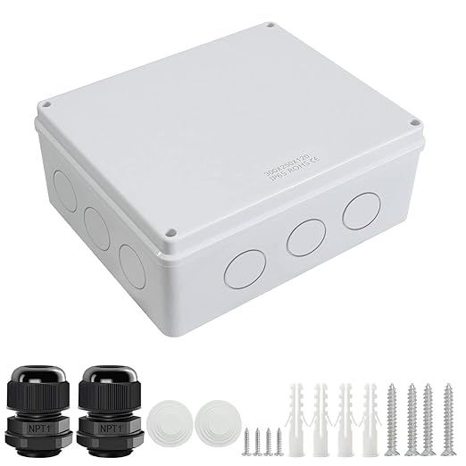 LeMotech Junction Box, Electrical Box IP65 Water Resistant Dustproof ABS Plastic Project Enclosure for Electronics White 11.8 x 9.8 x 4.7 inch by LeMotech
