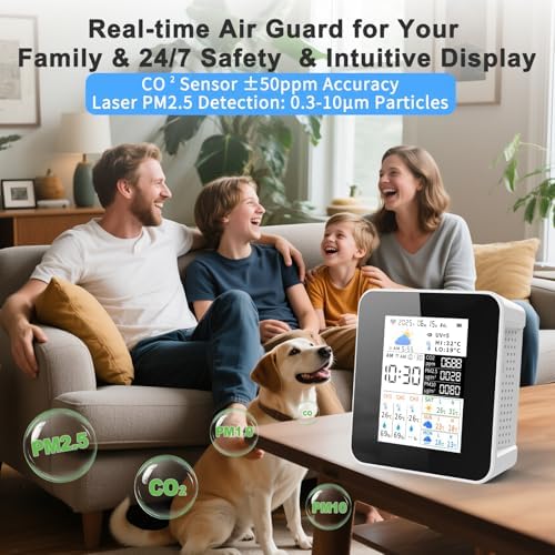 Air Quality Monitor Indoor 17-Parameter with APP Control Real-Time Display for CO2 PM2.5 PM10 Temperature Humidity 4 Sensors Alerts and Protection for Baby Rooms - Image 4