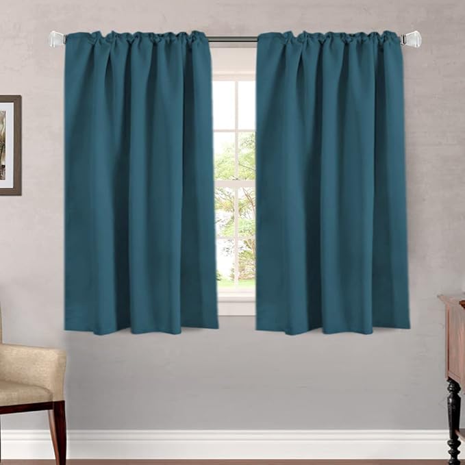 H.VERSAILTEX Blackout Curtains Thermal Insulated Window Treatment Panels Room Darkening Blackout Drapes for Living Room Back Tab/Rod Pocket Bedroom Draperies, 52 x 54 Inch, Dark Teal, 2 Panels - Image 2