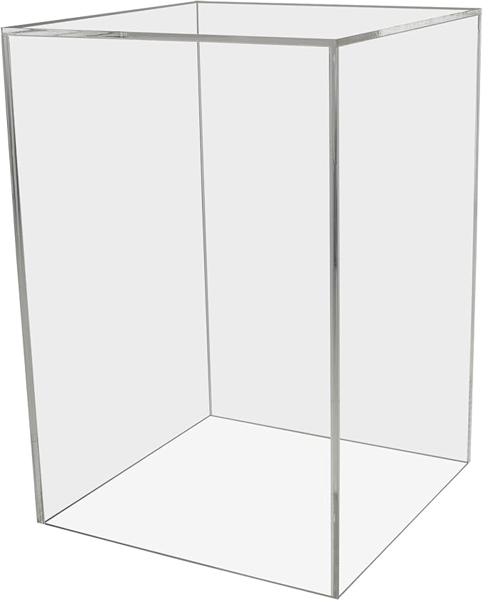 Tall Display Cube 12" W x 12" D x 16" H Clear with White Base Acrylic Pedestal Art Sculpture Flowers Pillar Column Prop Post Stand Display Box by Marketing Holders - Image 5