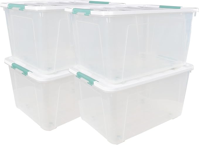 80 L Extra Large Plastic Storage Box, Clear Large Plastic Storage Bins with Wheels, 4-Pack - Image 5
