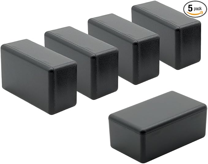 LeMotech 5Pcs ABS Plastic Electrical Project Case Power Junction Box, Project Box Black 2.4 x 1.4 x 1.0 inch (61 x 36 x 25 mm) by LeMotech