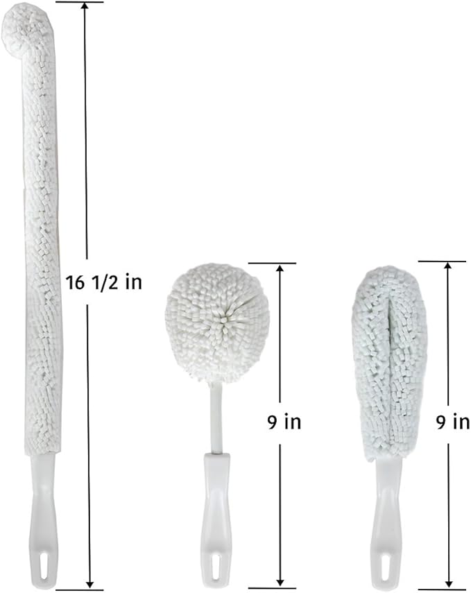 Lily's Home Decanter Cleaning Brush Set, Glassware Cleaning Brushes for Hard to Reach Areas, Ideal for Champagne Flutes, Beer Mugs, Baby Bottles and Narrow Neck Goblets (Set of 3) - Image 4