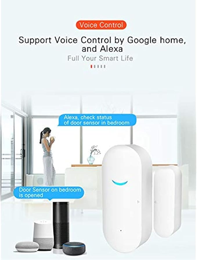 WiFi Door and Window Sensors,Tuya Smart Alarm with Free Notification APP Control Home Security Alarm System, No Hub Required,Compatible with Alexa, Google Home (3-Pack) - Image 3