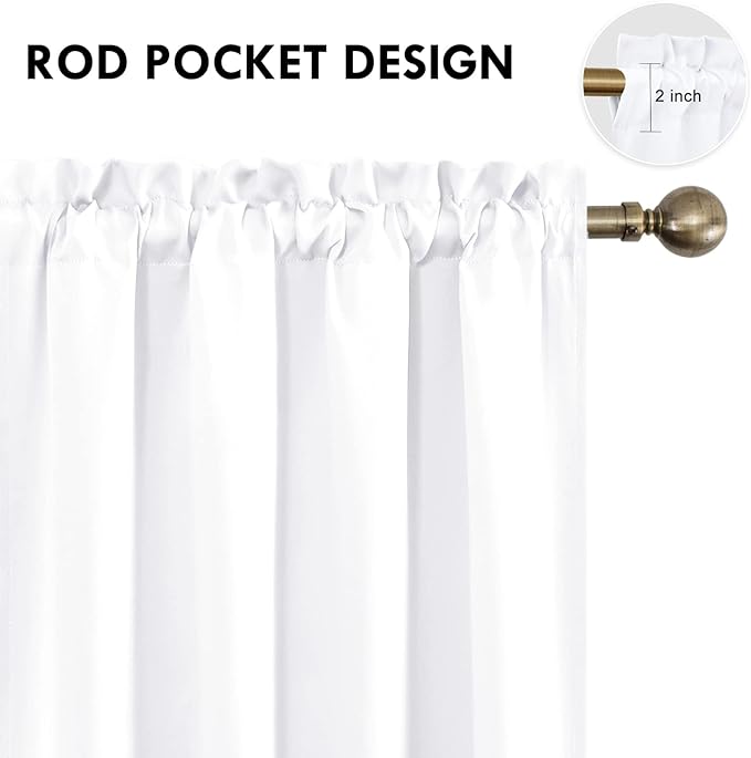 DWCN White Curtains for Living Room Thermal Insulated, 50% Light Blocking Curtains for Bedroom, Dining Room Window, W 70x L 84 Inch, Set of 2 Rod Pocket Curtain Panels - Image 4