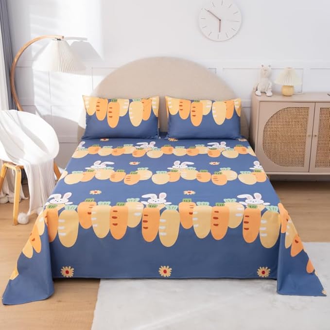WenBags Lightweight Waterproof Flat Sheet 70*90 Inches Queen Size-Mattress Protector for Bed & Couch, Pet Hair Resistant Cover Ideal for Dogs & Cats, Perfect for Hotels & Hospitals(Multicolor-Rabbit) by WenBags
