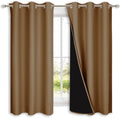 NICETOWN 100% Blackout Short Curtains with Black Liners, 2 Panels, 37" W by 50" L, Gold Brown, Solid Thermal Insulated Full Blackout 2-Layer Lined Drapes, Energy Efficiency Window Drapes for Bedroom by NICETOWN