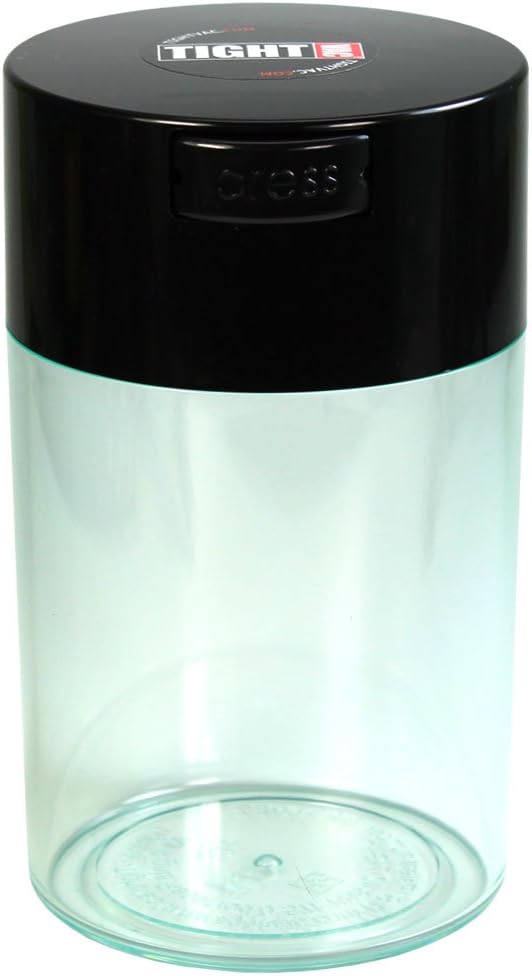 Tightvac 1 oz to 6 ounce - Patented Airtight Container | Multi-use Vacuum Container Works as Smell Proof Containers for Herbs and Dry Goods. Black Cap and Clear Body by Tightpac+America+Inc.