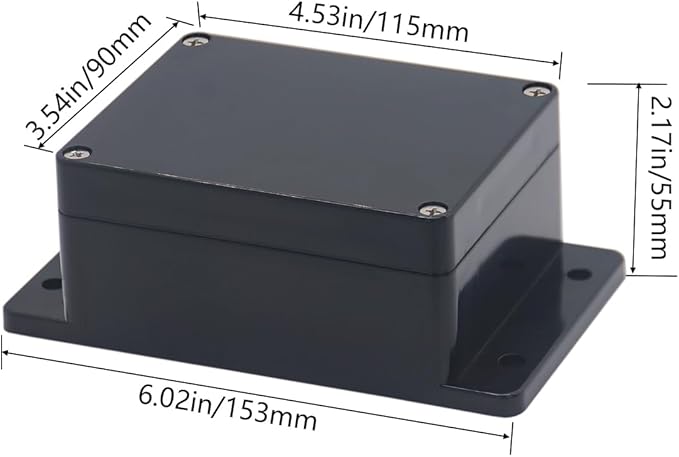 Project Box ABS Plastic Black Electrical Boxes IP65 Waterproof DIY Electronic Junction Box Power Enclosure with Fixed Ear 4.5x3.5x2.2 inch (115x90x55 mm) - Image 2
