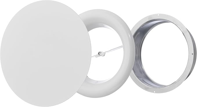 Steinberg14 White Air Vent Diffuser - 6.3 inch Vent Cover - Metal Adjustable Air Vent Covers - Supply Exhaust Wall Air Valve - Round Ceiling Diffuser - Extractor Fan Vent Cover - Round Soffit Vent by Steinberg14